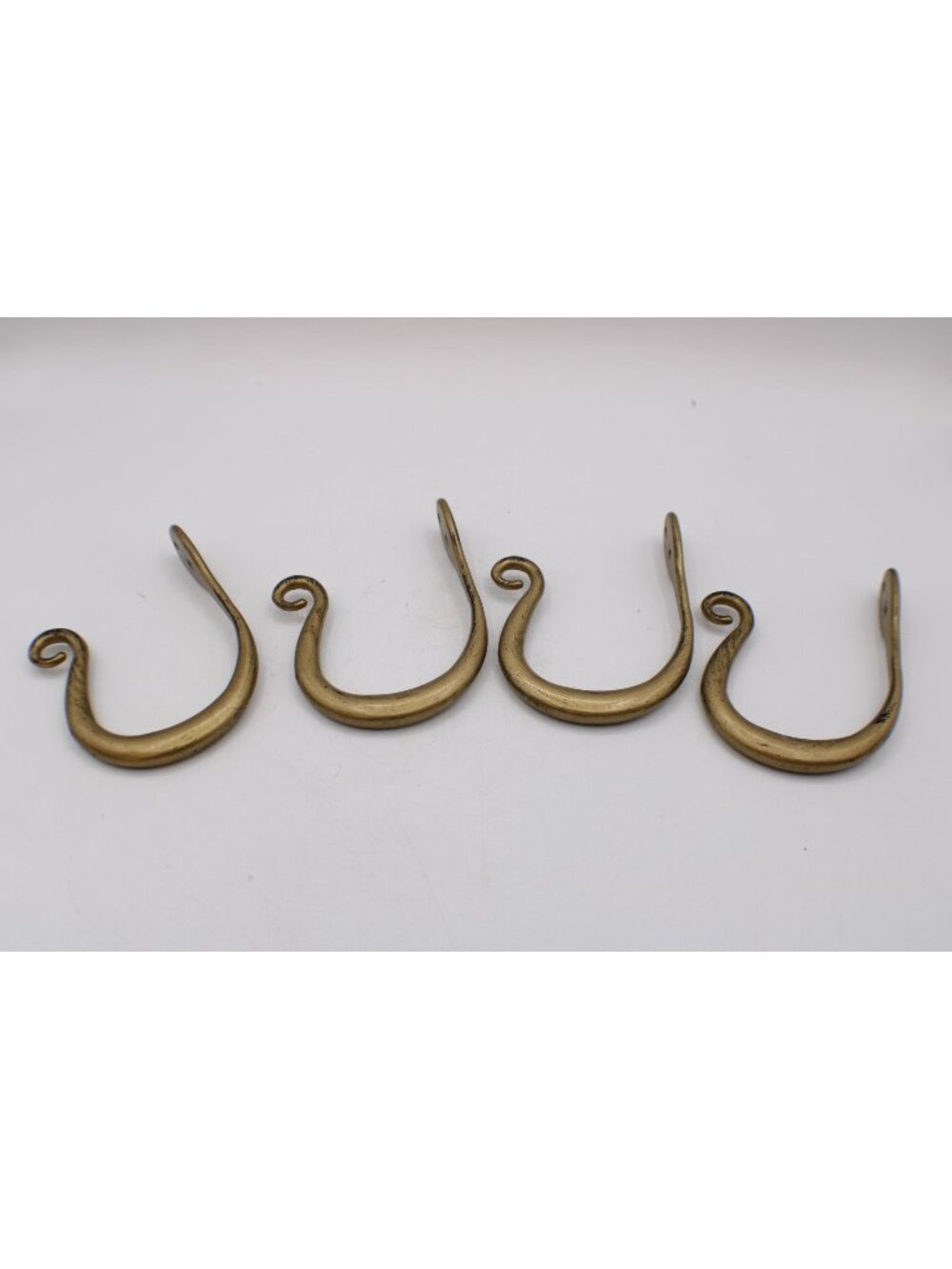 Vtg Brass Painted Wall Hooks (4) Decorative Scroll Design 4.5x3" 2 Mounting Hole